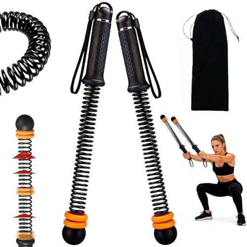 2PCS Adjustable Weighted Ropeless Battle Ropes, Heavy Duty Cordless Battle Rope for HIIT & Cardio Full-Body Workout Tool with Non-Slip Spiral Handles, Home Gym Equipment for Men & Women (Black)