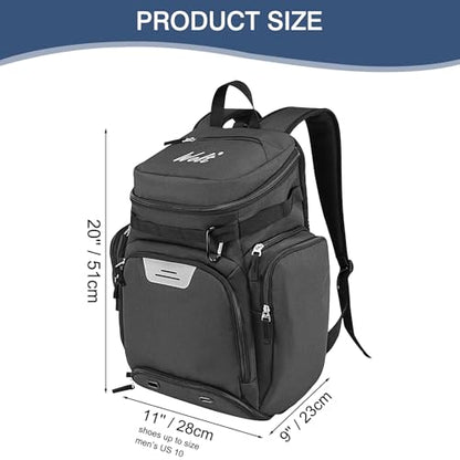 WOLT Basketball Bag Backpack with Separate Ball Compartment and Shoes Pocket, Gym Bags for Men, Large Sports Bag for Basketball, Soccer, Volleyball, Baseball - color: DarkGrey