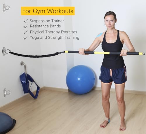 FITKIT 3-Pack Wall Mount Anchor for Resistance Bands, 304 Stainless Steel No-Weld Design with Spring Snap for Home Gym & Suspension Straps