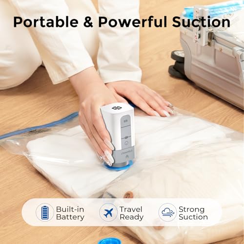 ETENWOLF Vacuum Storage Bags for Travel with Rechargeable Wireless Pump, Vacuum Seal Bags for Clothes and Travel, Space Saver Bags in Carry-On Sizes, Perfect for Luggage and Suitcases, 20 Combo - size: 20 Combo Size-E