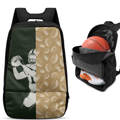 Basketball Backpack With Separate Ball Compartment And Shoes Fit Basketball Volleyball Football - color: Rugby Player