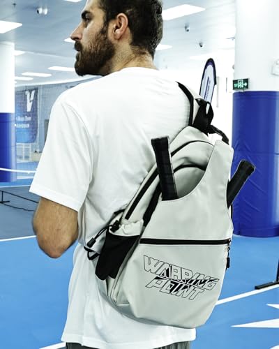 Warping Point Pickleball Bag, Adjustable Large Capacity Pickleball Crossbody Backpack for Women Men, Sling Padel Bag Hold 2 to 4 Paddles with Multiple Compartments, Wet & Safety Pocket Fence Hook - color: Pickleball Bag - Grey