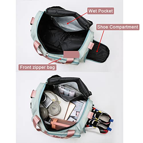 Small Gym Bag for Women, Travel Duffle Bag Carry On Weekender Bag with Shoe Compartment - color: 09#Army Green, style: Gym Bag&toiletry Bag