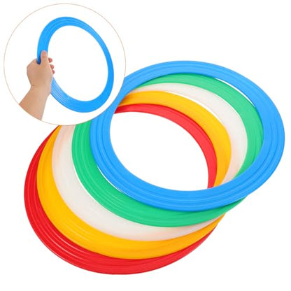 VICASKY 5pcs Precision Balanced Circus Rings - Professional Juggling Rings for Clown Performances, Acrobatic Shows, and Skill Training - Vibrant Multicolor Set (White, Red, Yellow, Blue, Green)