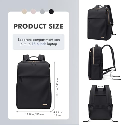 GOLF SUPAGS Travel Laptop Backpack for Women Airline Approved for Work College Travel Multi-Functional Casual Daypack Teacher Nurse Bags Fits 15.6 Inch Notebook (Black) - color: Black