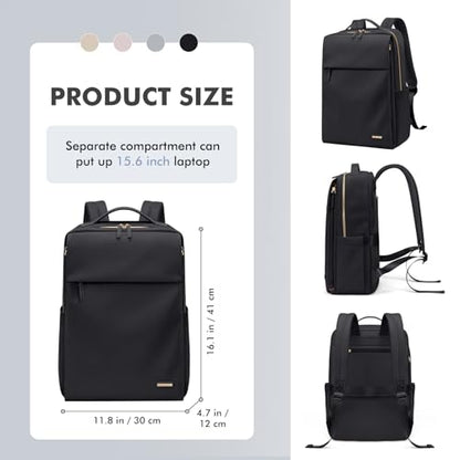 GOLF SUPAGS Travel Laptop Backpack for Women Airline Approved for Work College Travel Multi-Functional Casual Daypack Teacher Nurse Bags Fits 15.6 Inch Notebook (Black) - color: Black