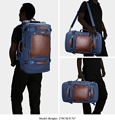 WITZMAN Travel Backpack for Men Women Carry on Luggage Backpack Canvas Rucksack Duffel bag with Shoe Compartment（A2021 big size Blue） - color: 22.5 Inch Blue