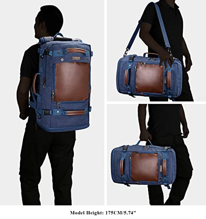 WITZMAN Travel Backpack for Men Women Carry on Luggage Backpack Canvas Rucksack Duffel bag with Shoe Compartment（A2021 big size Blue） - color: 22.5 Inch Blue