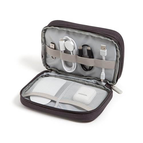U Brands Canvas Tech Organizer Pouch 9 Compartments, 7.8 x 5 Inch Cable Organizer Bag for Travel, Cord Organizer for Cables, Earbuds, Flash Drives and Accessories – Slate - color: Slate Gray