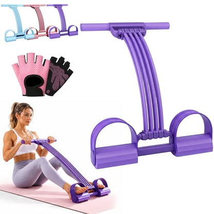 2026 Upgraded Pedal Resistance Bands with Handles, Multifunction Tension Rope, Elastic Yoga Resistance Band, Home Exercise Equipment for Full Body Workout, Yoga, Stretching - color: Purple