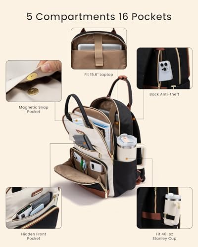 LOVEVOOK Backpack Black White Brown 18.4 inch - color: Black White Brown, size: 18.4 inch