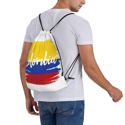 Colombia Flag Drawstring Bag Sport Gym Backpack Beach Travel Sack Draw String Yoga Bag For Men Women - color: Colombia Flag