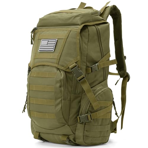 35L Military Tactical Backpack for Men, Water Resistant Assault Pack for Women, Army Green Molle Daypack 3 Day Bug Out Bag Rucksack for Trekking,Camping,Survival,EDC - color: Army Green, size: Medium-35L