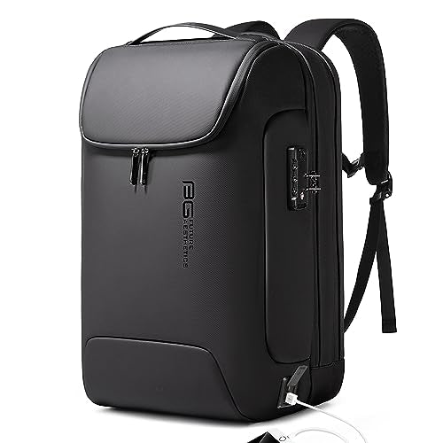 BANGE Anti-Theft Backpack with USB Charging Port for Men, 17.3 Inch Business Laptop Backpack, TSA Approved Lock & Waterproof Zippers, Large Travel Computer Bag - color: Black, size: lock and usb