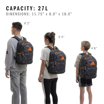 adidas Kids Affiliate Backpack – School Bag for Girls and Boys, 27L, Essential Camo Black/Orange, OSFA - color: Essential Camo Black/Orange