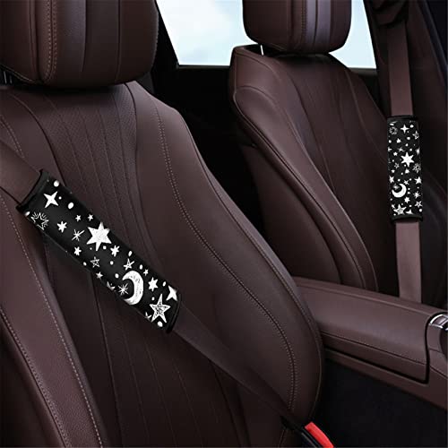 Forchrinse Moon and Star Pattern 2 PCS Auto Seat Belt Cover Strap Shoulder Pad for for Car,Truck,SUV,Backpack,Shoulder Bag - color: Moon Star