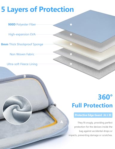 HYZUO 13 Inch Laptop Sleeve Bag Set for MacBook Air 13 M5/M4/M3/M2/M1 A3449 2026-2018, 13" MacBook Neo 2026 A3404, MacBook Pro 13 M2/M1 2026-2016, iPad Pro/Air 13, XPS 13, Surface Pro, Pale Blue - color: Pale Blue, size: 13 Inch