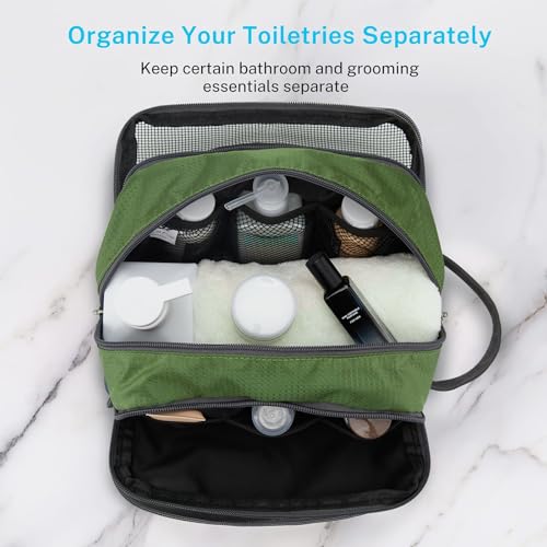 Gonex Travel Toiletry Bag Nylon, Shaving Bag Toiletry Organizer Olive Green - color: Olive Green