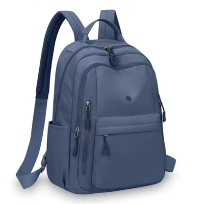 Casual Backpack, Multi-Pocket Design with Front Zipper Compartment (Blue) - color: Blue