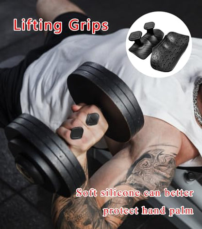 2 Pair Weight Lifting Grips for Men Women, Ergonomics Workout Silicone Gym Grips Pads for Palm Protection, for Weight Lifting, Pull-Ups, Gym Training and Exercise
