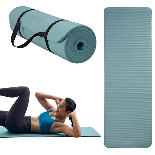 Gaiam Yoga Mat, Pilates & Exercise Mat, Thick Mat 2/5" (10mm) Workout Mat with Easy-Cinch Carrying Strap for Home & Gym Workouts - color: Balsam
