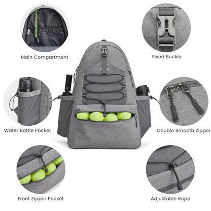 G4Free Tennis Bag, Tennis Backpack for Women Men, Large Pickleball Bag, Holds 4 Rackets with Shoe Compartment - color: Grey