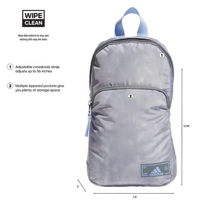 adidas Essentials Sling Small Crossbody Bag for Women and Men (5L), Stone Wash Grey/Blue Dawn/2.0, One Size - color: Stone Wash Grey/Blue Dawn/2.0