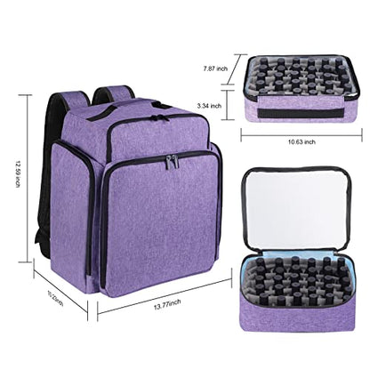 Nail Polish Organizer Backpack Holds 108 Bottles(15ml - 0.5 fl.oz) and a Nail Lamp, with 3 Removable Storage bag for Nail Tech(Purple)