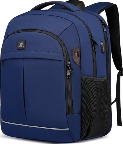CAFELE 17.3 Inch Laptop Backpack with USB Charging Port, TSA-Friendly & Water-Resistant College Bookbag for Men and Women (Blue) - color: 17.3 Inch-blue