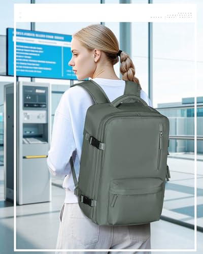 VECAVE Travel Backpack,Carry On Backpack for Women,Airline Flight Approved Waterproof 14 Inch Laptop Backpack with Shoe Compartment Casual Daypack Backpacks DarkGreen. - color: A-darkgreen-6, size: Small