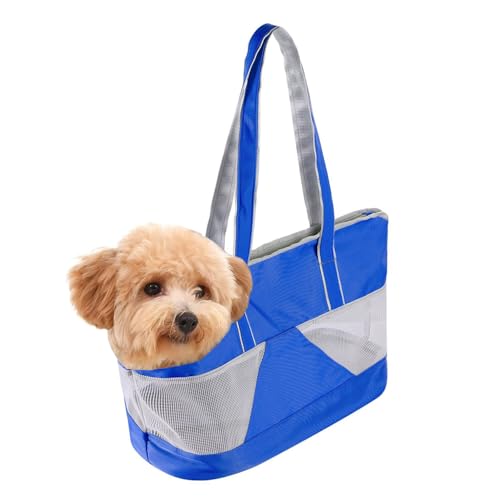 Pet Dog Purse Carrier Breathable Mesh Pets Puppy Cat Travel Outing Tote Bag Portable Cat Sling Carrier Transporter Tote Handbag Lightweight Dog Carrier Shoulder Bag with Thicken Bags Base - color: dark blue