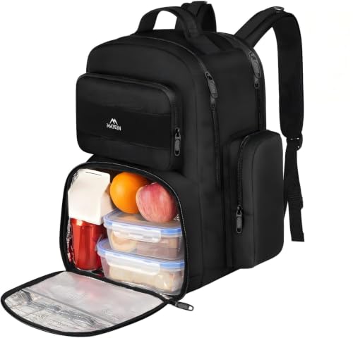 MATEIN Lunch Backpack for Men Work, 15.6 Inch Tactical Backpack with Lunch Compartment, Large Laptop Backpacks with Insulated Cooler Bag for Travel Beach Camping Picnic Hiking, Black - color: Black