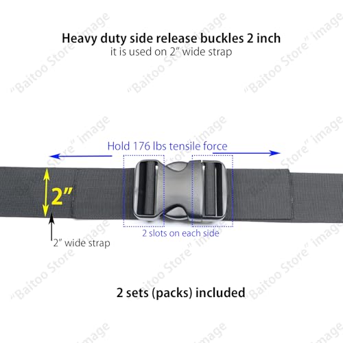 Side Release Buckles Heavy Duty Plastic Buckle Snap Clips Clasps Backpack Buckle Replacement for Strap - style: 2 Inch - 2sets
