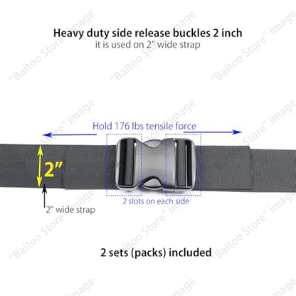 Side Release Buckles Heavy Duty Plastic Buckle Snap Clips Clasps Backpack Buckle Replacement for Strap - style: 2 Inch - 2sets