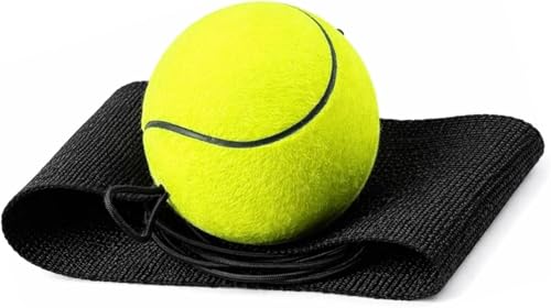 1Pc Yellow Wrist Return Ball with Adjustable Wrist Strap, Rubber Bounce Back Balls with String for Agility Drills and Reflex Exercises
