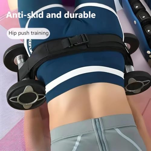 Exercise Hip Thrust Belt Workout Equipment Weighted Adjustable for Glute Strength Training, Use with Heavy Duty Kettlebells - color: black
