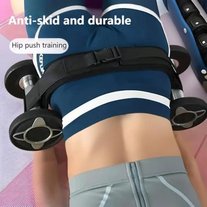 Exercise Hip Thrust Belt Workout Equipment Weighted Adjustable for Glute Strength Training, Use with Heavy Duty Kettlebells - color: black