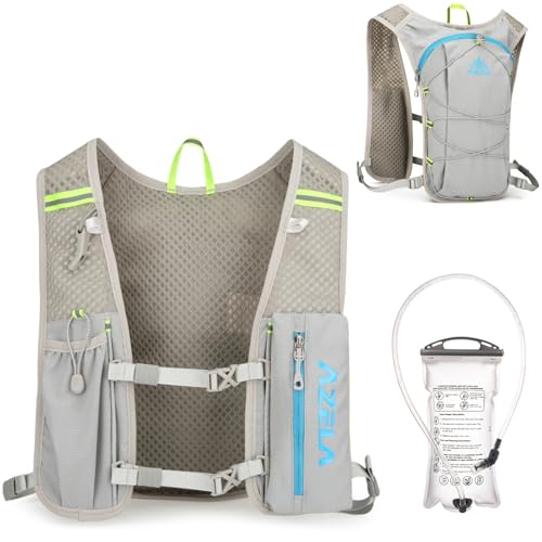 Azarxis Running Water Bottles Flask BPA Free Leakproof Hydration Vest Packs Waist Belt Replacement for Triathlon Marathon Hiking Cycling Climbing Runner - color: #2 Grey (7L) + 1.5L White Water Bladder
