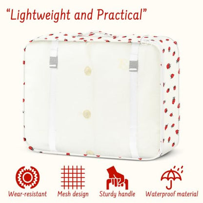 9 Set Packing Cubes for Travel Essentials - Lightweight Carry-On Luggage Organizer Bags with Shoe, Clothes & Laundry Bags for Airplane, Family & Business Travel, Beige strawberry - color: Beige strawberry