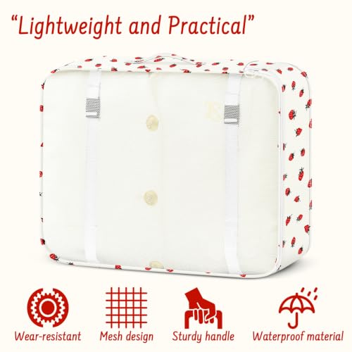 9 Set Packing Cubes for Travel Essentials - Lightweight Carry-On Luggage Organizer Bags with Shoe, Clothes & Laundry Bags for Airplane, Family & Business Travel, Beige strawberry - color: Beige strawberry