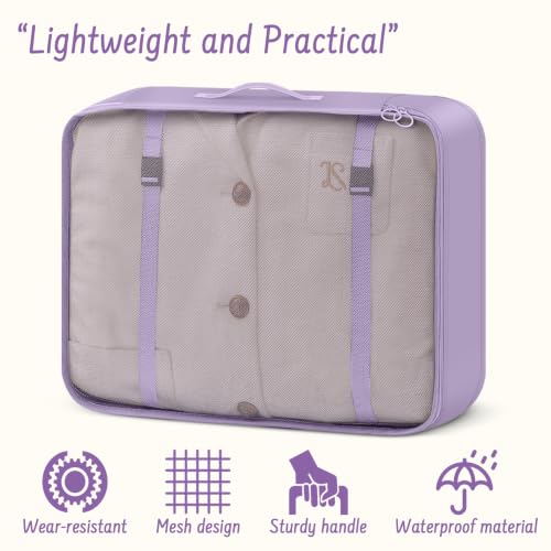9 Set Packing Cubes for Travel Essentials - Lightweight Carry-On Luggage Organizer Bags with Shoe, Clothes & Laundry Bags for Airplane, Family & Business Travel, Light purple - color: Light purple