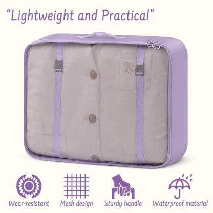 9 Set Packing Cubes for Travel Essentials - Lightweight Carry-On Luggage Organizer Bags with Shoe, Clothes & Laundry Bags for Airplane, Family & Business Travel, Light purple - color: Light purple