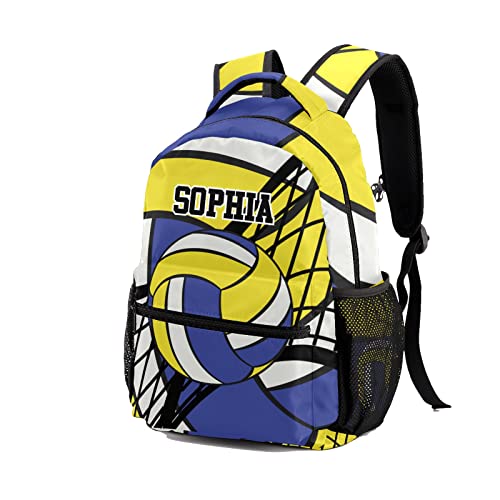 Volleyball Yellow Blue Backpack Personalized Waterproof Casual Daypack Gift for Holiday Birthday - color: Design 4