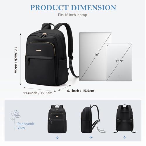 Travel Backpack for Women Personal Carry On Bag Business Weekender Hiking Multilayer Laptop Bag,16 Inch,Black - color: Upgrade-black, size: 16 Inch