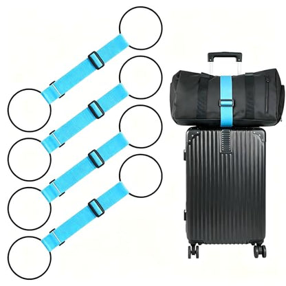 BILIONE Add a Bag Luggage Straps 4 Pack, Adjustable Bungee Elastic Belt to Connect Two Suitcases, Secure Carry On & Travel Essentials (Blue, 4 Pack) - color: Blue, size: 4 Pack
