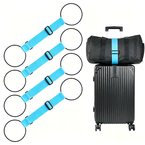 BILIONE Add a Bag Luggage Straps 4 Pack, Adjustable Bungee Elastic Belt to Connect Two Suitcases, Secure Carry On & Travel Essentials (Blue, 4 Pack) - color: Blue, size: 4 Pack