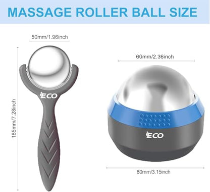 iECO Cold Massage Roller Ball - Ice Roller Ball for Muscles Deep Tissue, Cold & Heat Therapy, Plantar Fasciitis Roller - color: Blue+black