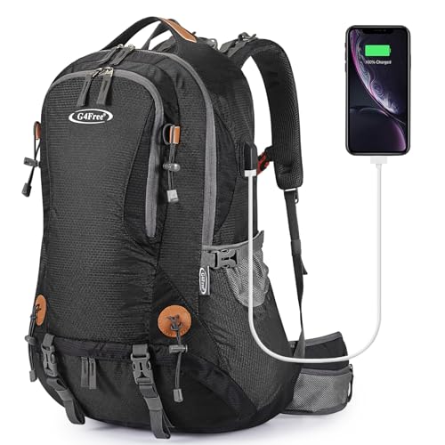 G4Free 50L Hiking Backpack Waterproof Daypack Outdoor Camping Climbing Backpack with Rain Cover for Men Women - color: Black01