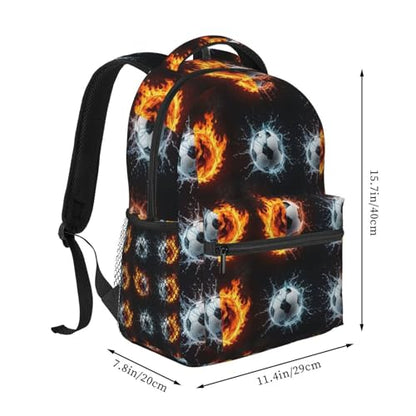 Casual Sports Backpack Water Fire Soccer Ball, Lightweight Gym Daypack with Water Bottle Holder for Men Women and Beach - color: Pattern (8)
