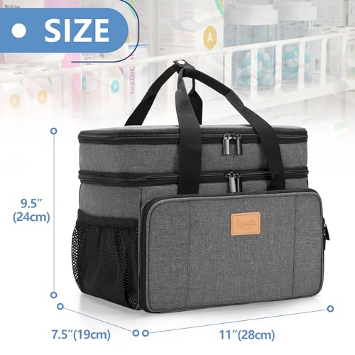 LUXJA 2 Layers Medicine Bag with Detachable Divider, Pill Bottle Organizer Suitable for Home or Travel Use, Gray - color: Gray